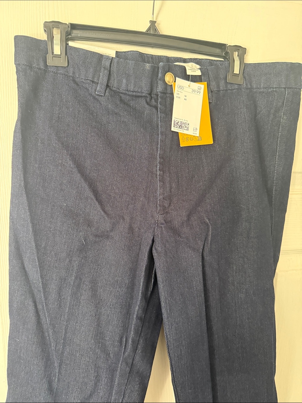 H&M Women's Wide Leg Pants in Dark Blue Denim